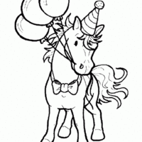Desenho de Cavalo aniversariante para colorir