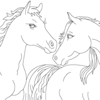 Desenho de Cavalo e égua para colorir