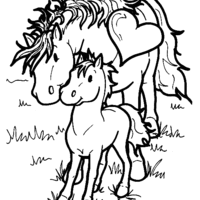 Desenho de Égua e filhote para colorir