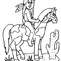 Desenho de Índio no cavalo para colorir