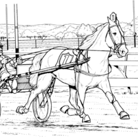 Desenho de Cavalo puxando carroça para colorir
