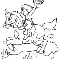 Desenho de Menino montando cavalo para colorir