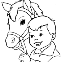 Desenho de Menino e cavalo para colorir