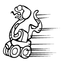 Desenho de Cobra andando com patins para colorir