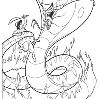 Desenho de Serpente atacando Aladim para colorir