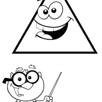 Desenho de Professor e triângulo para colorir
