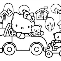 Desenho de Carro da Hello Kitty para colorir