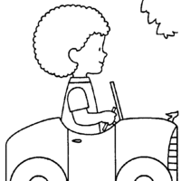 Desenho de Menino dirigindo carro para colorir