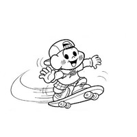 Desenho de Cebolinha andando de skate para colorir
