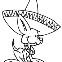 Desenho de Cachorro com chapéu mexicano para colorir