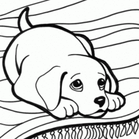 Desenho de Cachorro deitado no tapete para colorir