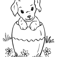 Desenho de Cachorro dentro do pote para colorir