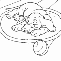 Desenho de Cachorro dormindo no tapete para colorir