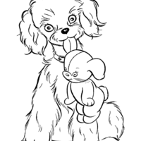 Desenho de Cachorro e ursinho de pelúcia para colorir
