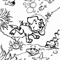 Desenho de Cachorro mergulhando para colorir