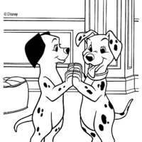 Desenho de Cachorros Dálmatas dançando para colorir