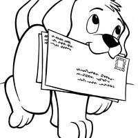 Desenho de Cãozinho carregando cartas para colorir