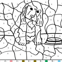 Desenho de Colorir com números - Cachorro com fome para colorir