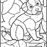 Desenho de Colorir com números - Cachorro para colorir
