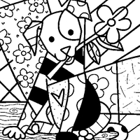 Desenho de Lindo cachorro de Romero Britto para colorir