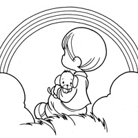 Desenho de Menino e cachorrinho rezando para colorir