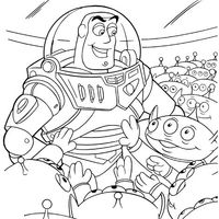 Desenho de Buzz Lightyear e Squeeze Toys Alliens para colorir