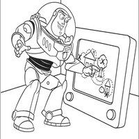Desenho de Buzz Lightyear investigando para colorir