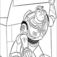 Desenho de Buzz Lightyear saindo da caixa para colorir