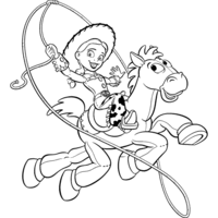 Desenho de Jessie e cavalo Bala no Alvo para colorir