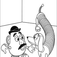 Desenho de Sr Cabeça de Batata e Slinky para colorir