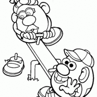 Desenho de Sr e Sra Cabeça de Batata para colorir