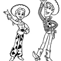 Desenho de Woody e Jessie para colorir