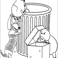 Desenho de Slinky, porquinho e Sr Cabeça de Batata  para colorir