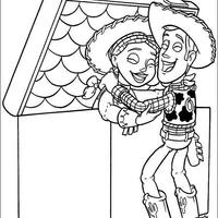 Desenho de Woody resgatando Jessie para colorir
