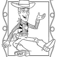 Desenho de Woody sentado para colorir