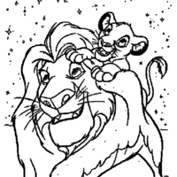 Desenho de Mufasa e Simba juntos para colorir