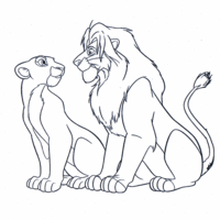 Desenho de Nala conversando cmo Simba para colorir