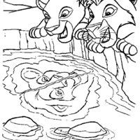 Desenho de Nala e Simba apaixonados para colorir