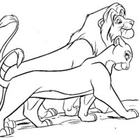 Desenho de Nala e Simba namorando para colorir