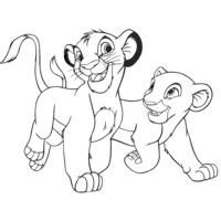 Desenho de Nala e Simba para colorir