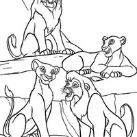 Desenho de Nala, Simba, Mufasa e Sarabi para colorir