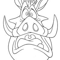 Desenho de Pumba assustado para colorir