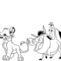 Desenho de Rei Leão, Timão e Pumba para colorir
