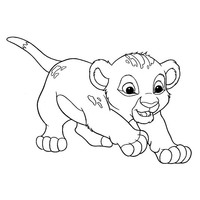 Desenho de Simba aprendendo a caçar para colorir