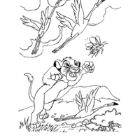 Desenho de Simba caçando para colorir