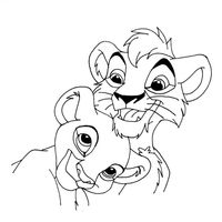 Desenho de Simba e Nala adolescentes para colorir