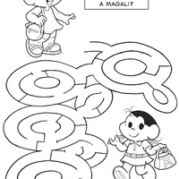 Desenho de Jogo do labirinto Monica e Magali para colorir