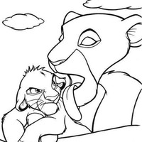 Desenho de Simba tomando banho para colorir