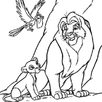 Desenho de Simba, Mufasa e Zazu para colorir