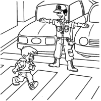 Desenho de Menino atravessando na faixa de pedestre para colorir